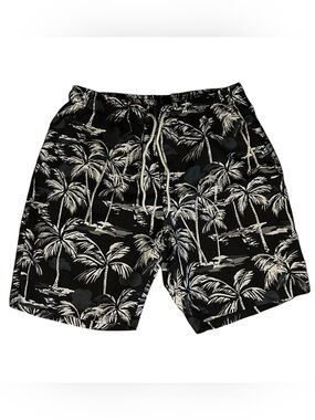 Tex2Fit Men’s Tropical Palm Tree Print Swim Trunks Large Modern Utility